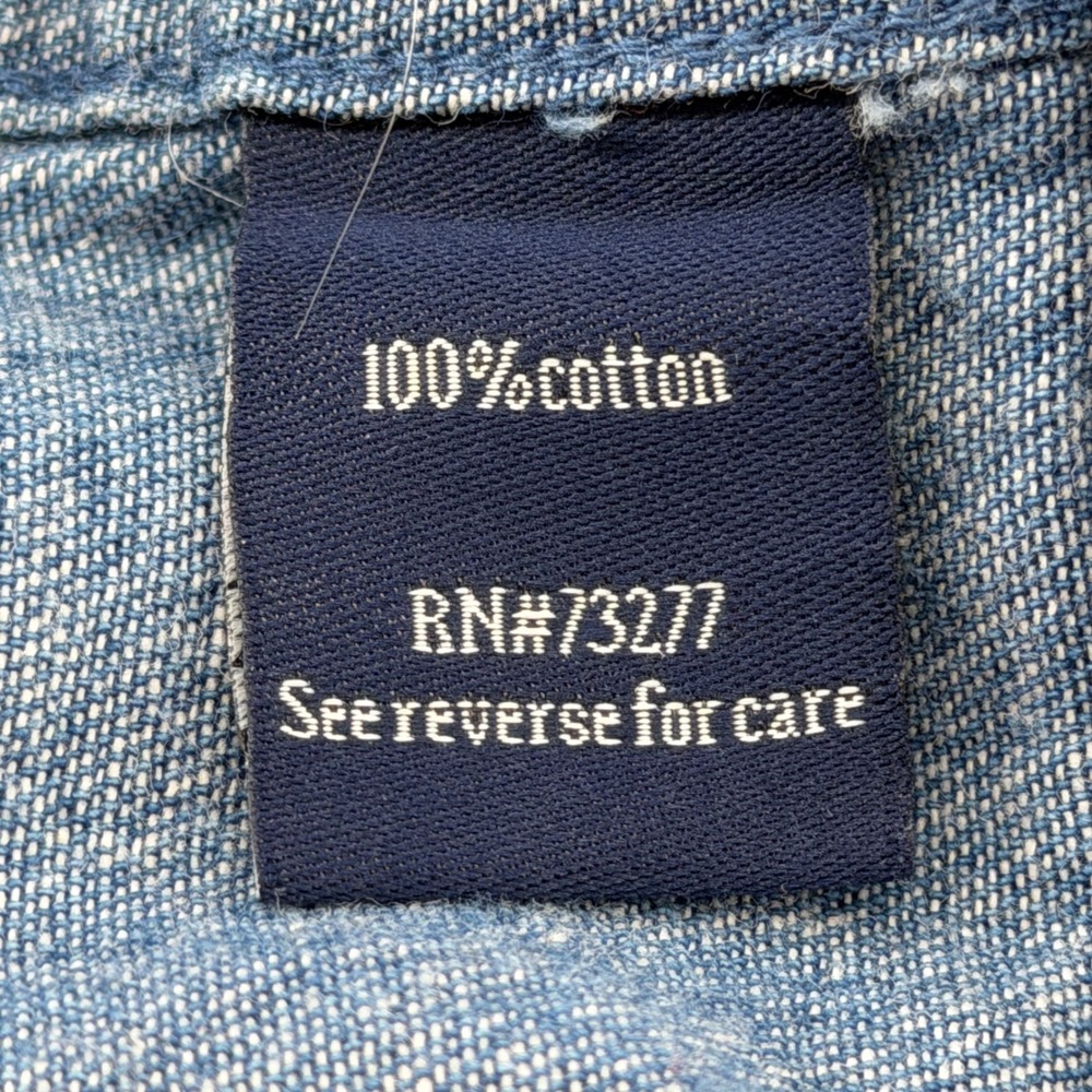 Croft & Barrow Denim Shirt Mens XL Blue Button Down Vintage 90s Long Sleeve - Picture 8 of 12